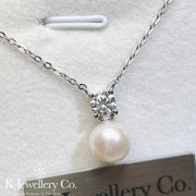 Moissanite Pearl Necklace Moissanite natural freshwater pearl necklace